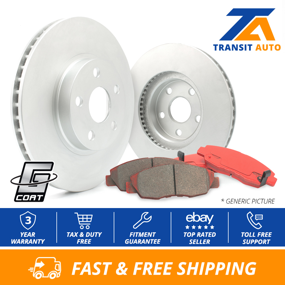 Front Coated Disc Rotors /& Semi-Metallic Brake Pads Fits Saab Saturn