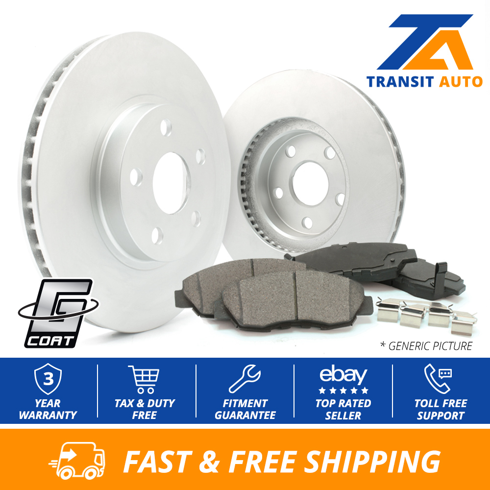 Front Coated Disc Rotors /& Ceramic Brake Pads Fits Cadillac Chevrolet GMC
